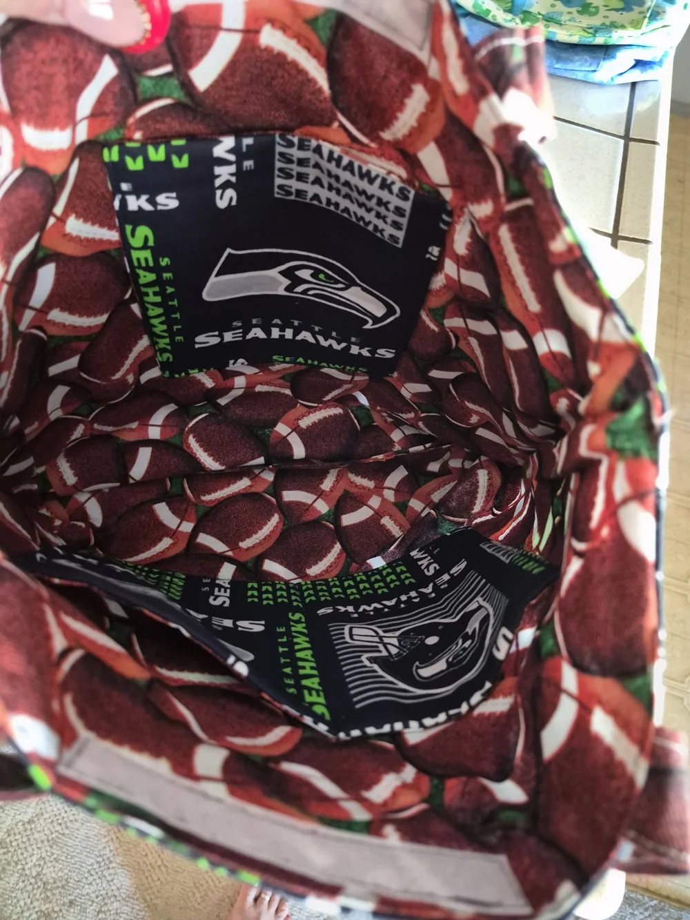 Seattle Seahawks Navy & Green Logo Tote Bag by